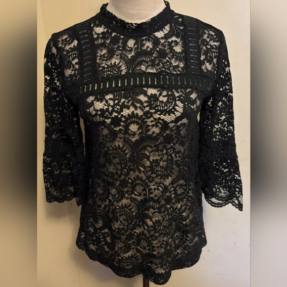 LOFT Tops - Loft Dark forest Green Lacey Top Size M